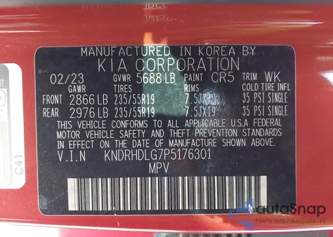 2023 Kia Sorento Hybrid Ex from USA, damaged, VIN KNDRHDLG7P5176301